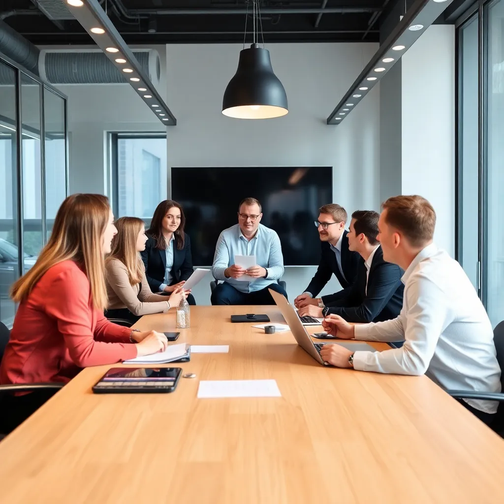 Team dat resultaten evalueert tijdens een voortgangsvergadering