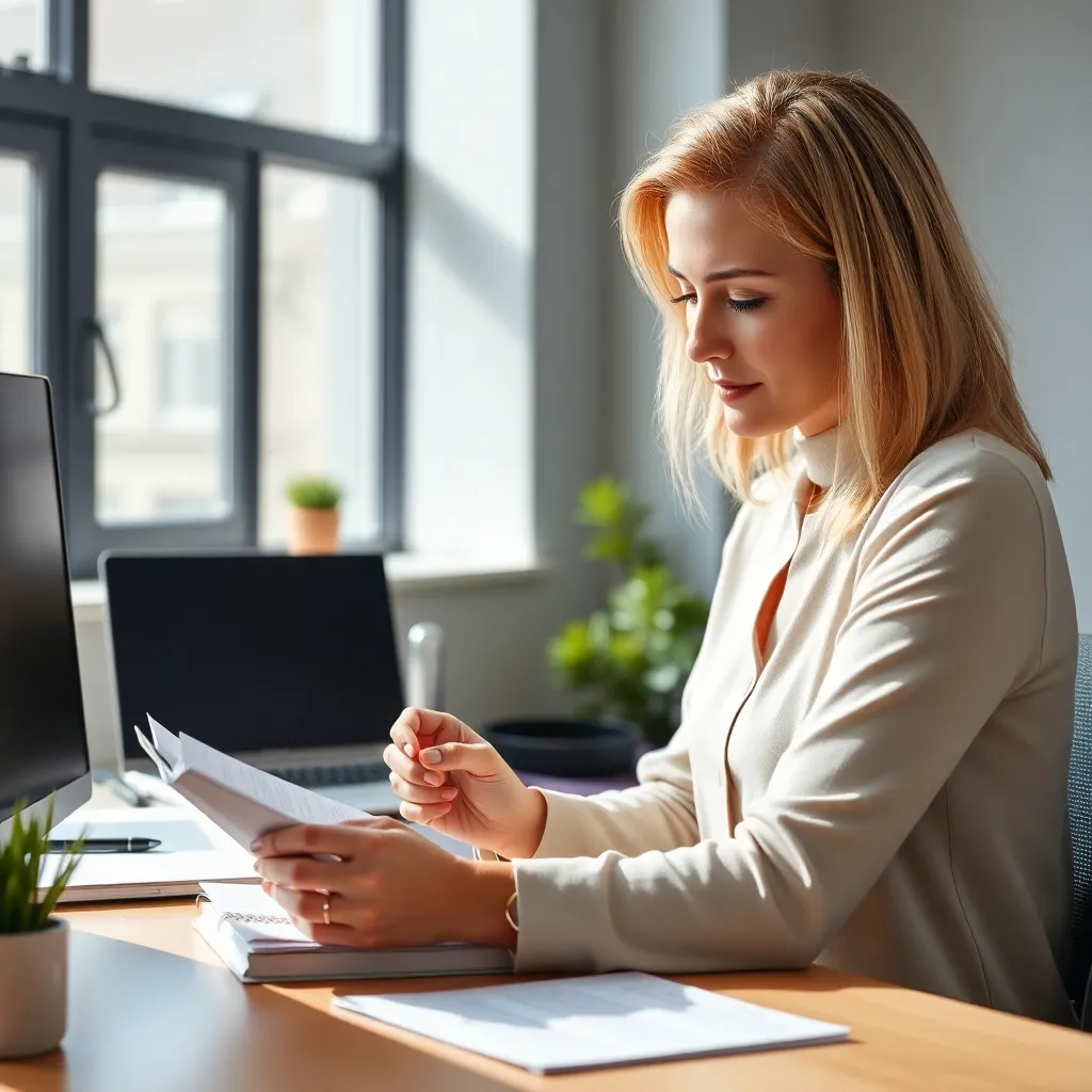 Professionele vrouw die werkt met een productiviteitsplanner